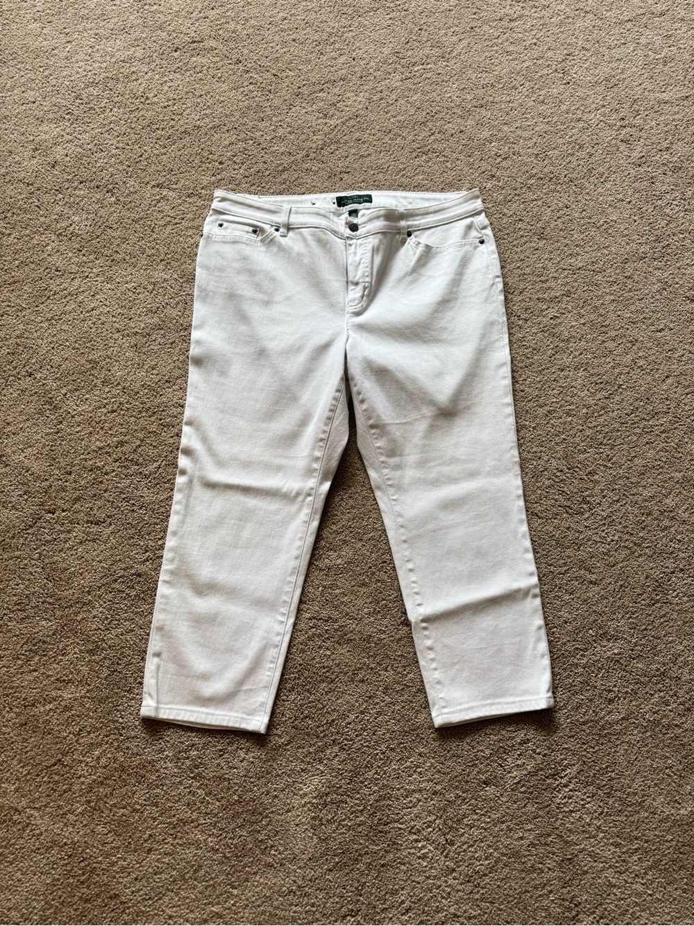 Vintage Women’s Size 16 Y2K Lauren Ralph Lauren White Capri Jeans, Like New